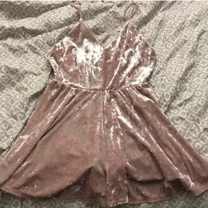F21 Pink Crushed Velvet Romper